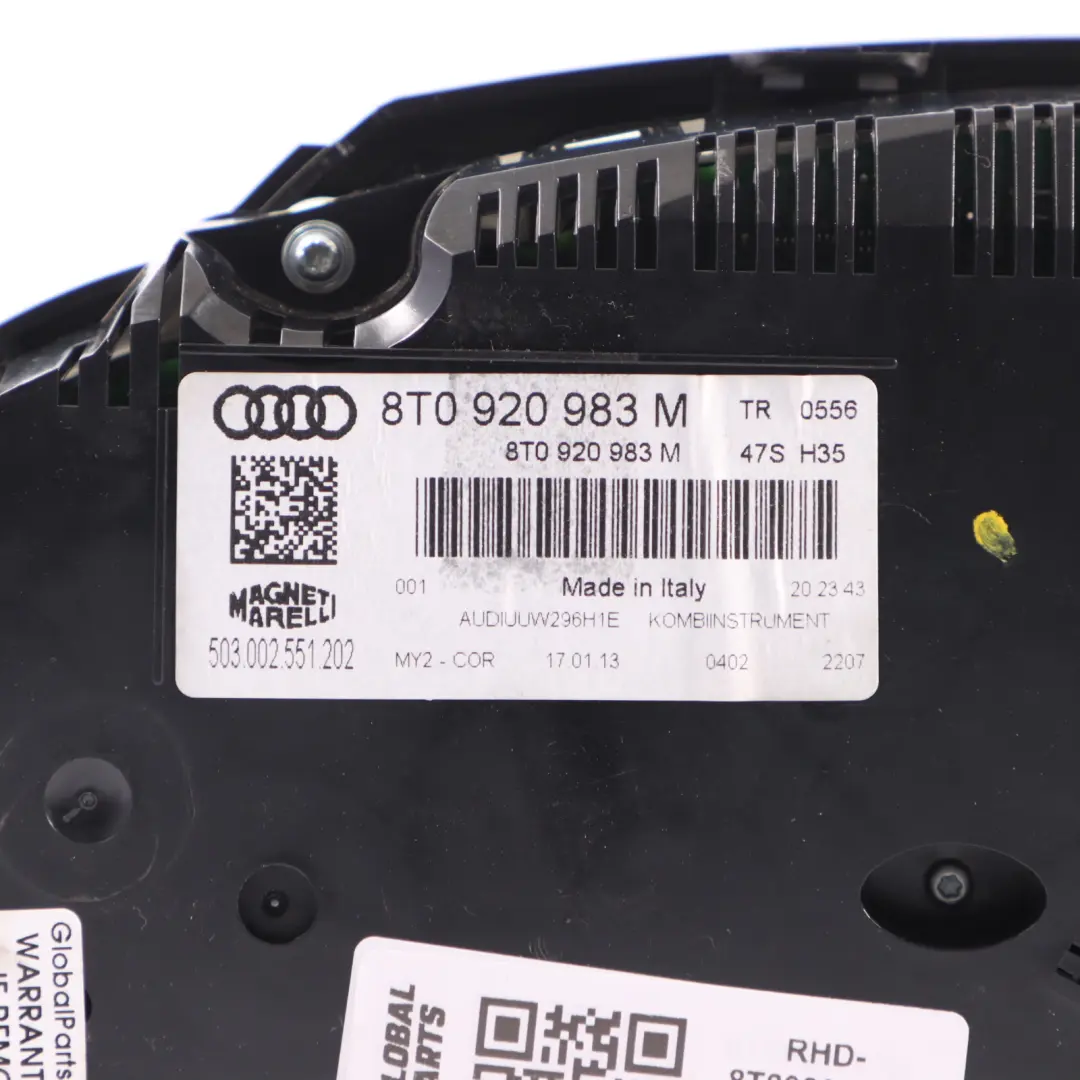 Instrument Cluster Speedometer Clocks Manual to Audi A5 8T Diesel with Part number 8T0920983M Audi A5 8T Diesel Instrument Cluster Speedometer Clocks Manual - SKU RHD-8T0920983M - Part number 8T0920983M