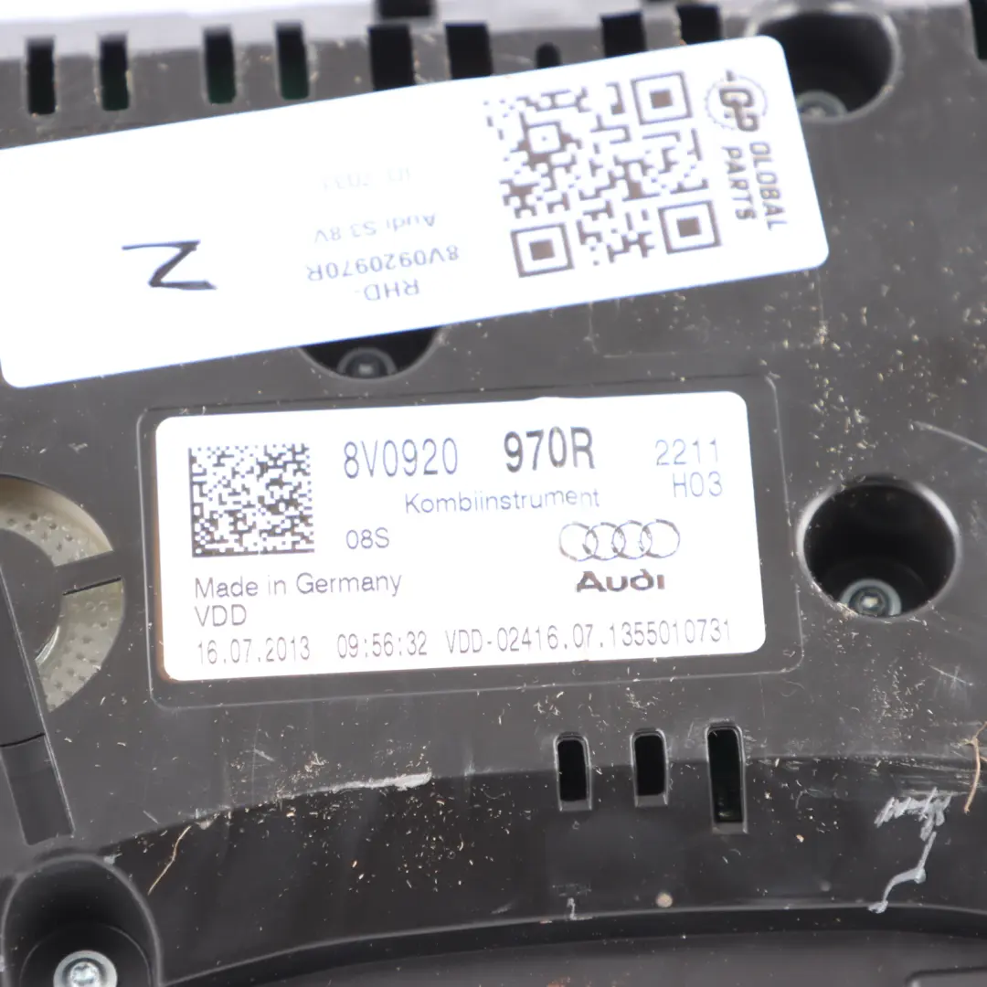 Instrument Cluster Speedometer Automatic Gearbox to Audi A3 8V Diesel with Part number 8V0920970R Audi A3 8V Diesel Instrument Cluster Speedometer Automatic Gearbox - SKU RHD-8V0920970R - Part number 8V0920970R