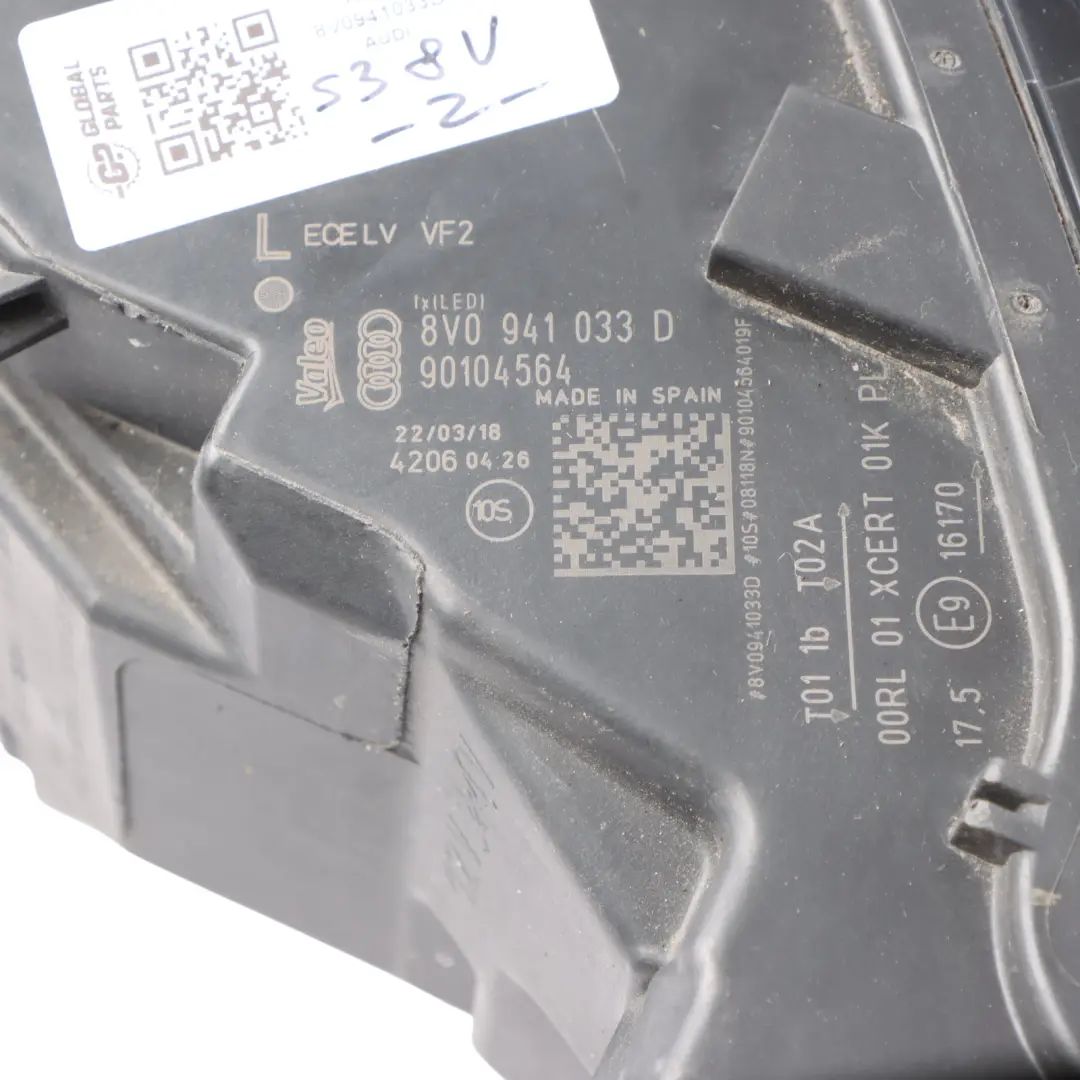 Headlight Headlamp Lamp Light Front Left N/S to Audi S3 8V with Part number 8V0941033D Audi S3 8V Headlight Headlamp Lamp Light Front Left N/S - SKU RHD-8V0941033D - Part number 8V0941033D