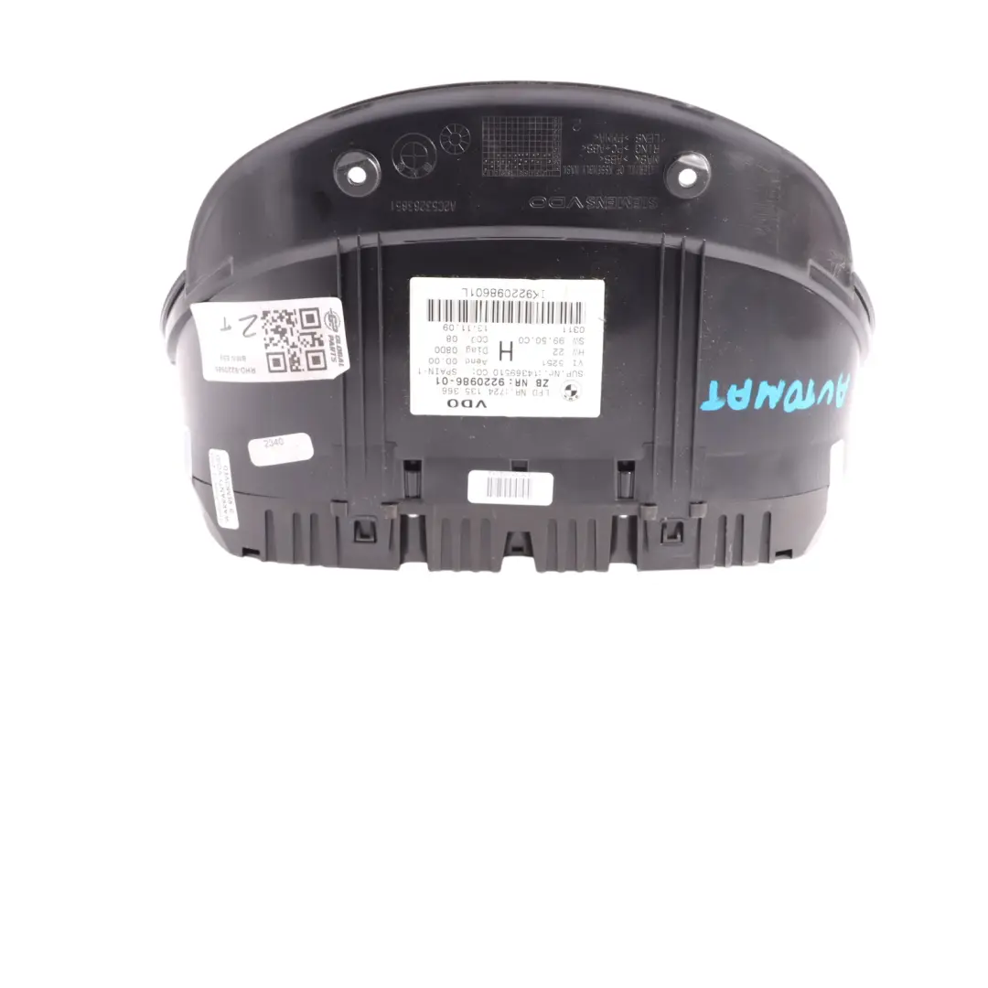 BMW E92 Petrol Instrument Cluster Clocks Speedometer Automatic - SKU RHD-9220986 - Part number 9220986