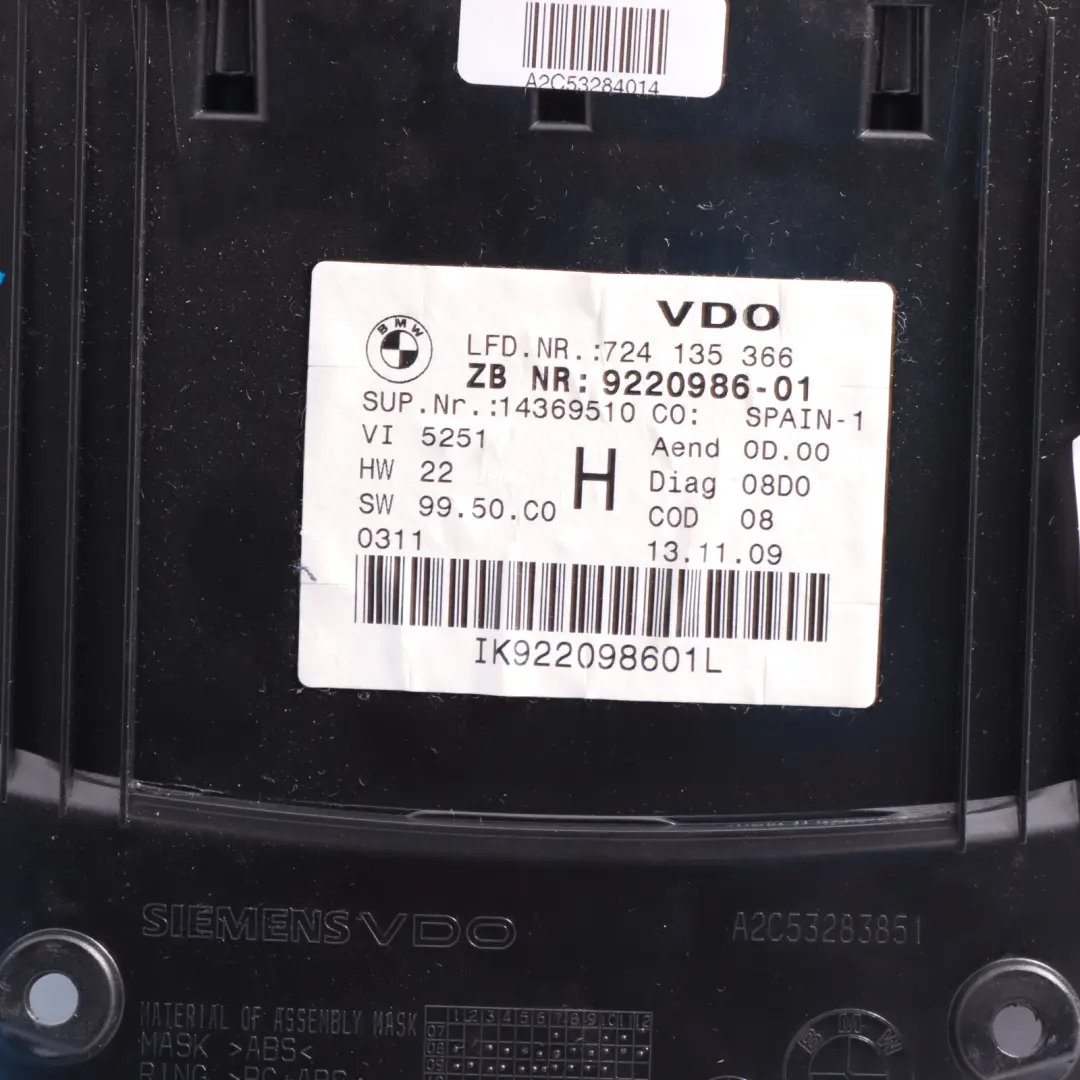 BMW E92 Petrol Instrument Cluster Clocks Speedometer Automatic - SKU RHD-9220986 - Part number 9220986