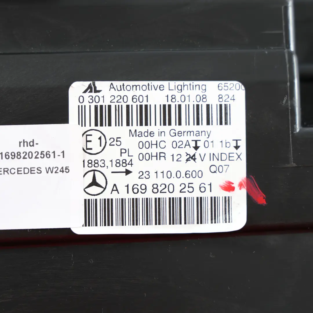 Headlight Headlamp Mercedes W245 Lamp Light Front Left N/S to with Part number A1698202561 Headlight Headlamp Mercedes W245 Lamp Light Front Left N/S - SKU rhd-A1698202561-1 - Part number A1698202561