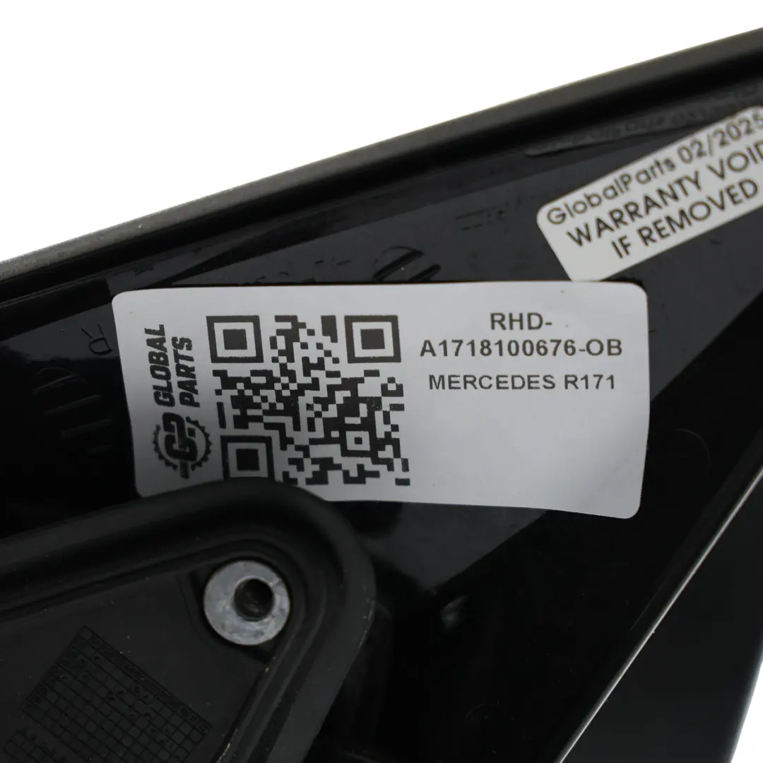 Mercedes SLK R171 Wing Mirror Door Right O/S Outside Obsidian Black - 197 - SKU RHD-A1718100676-OB - Part number A1718100676