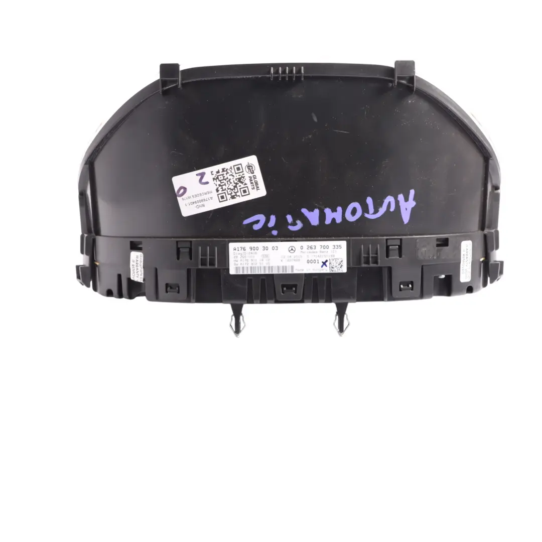 Instrument Cluster Clocks Speedometer Automatic A1769003003 to Mercedes W176 Petrol with Part number A1769009401 Mercedes W176 Petrol Instrument Cluster Clocks Speedometer Automatic A1769003003 - SKU RHD-A1769009401-1 - Part number A1769009401