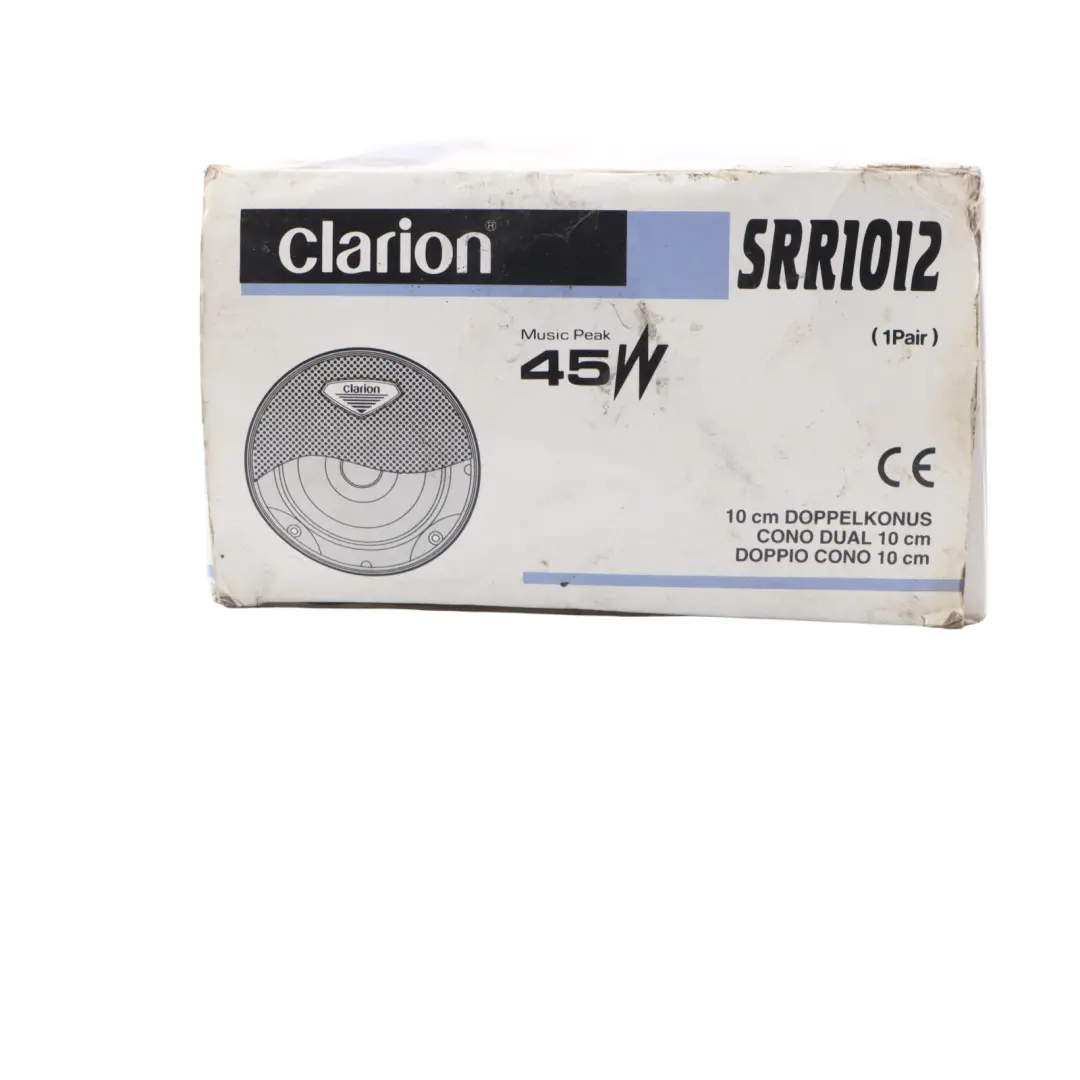 Clarion Dual Cone Audio Stereo Speaker Set 45W 90dB 10cm to with Part number SRR1012 Clarion Dual Cone Audio Stereo Speaker Set 45W 90dB 10cm - SKU SRR1012 - Part number SRR1012