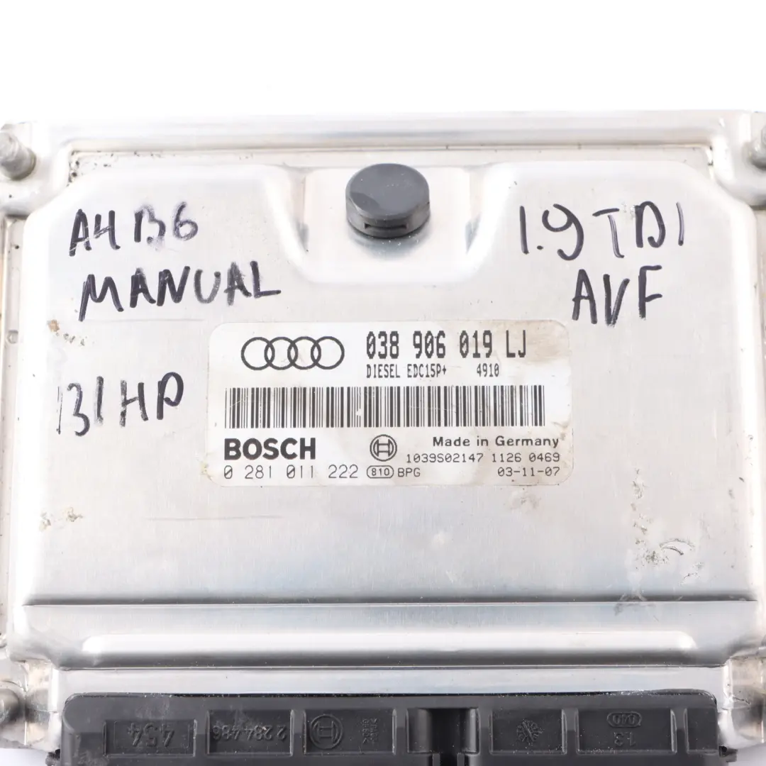 Audi A4 B6 1.9 TDI 130HP AVF Diesel Engine Control Unit ECU Manual - SKU 038906019LJ - Part number 038906019LJ