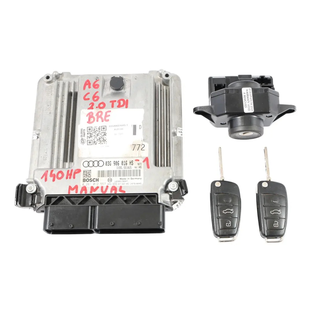 Audi A6 C6 2.0 TDI BRE 140HP Engine Control Module ECU Set Manual - SKU 03G906016HS-1 - Part number 03G906016HS