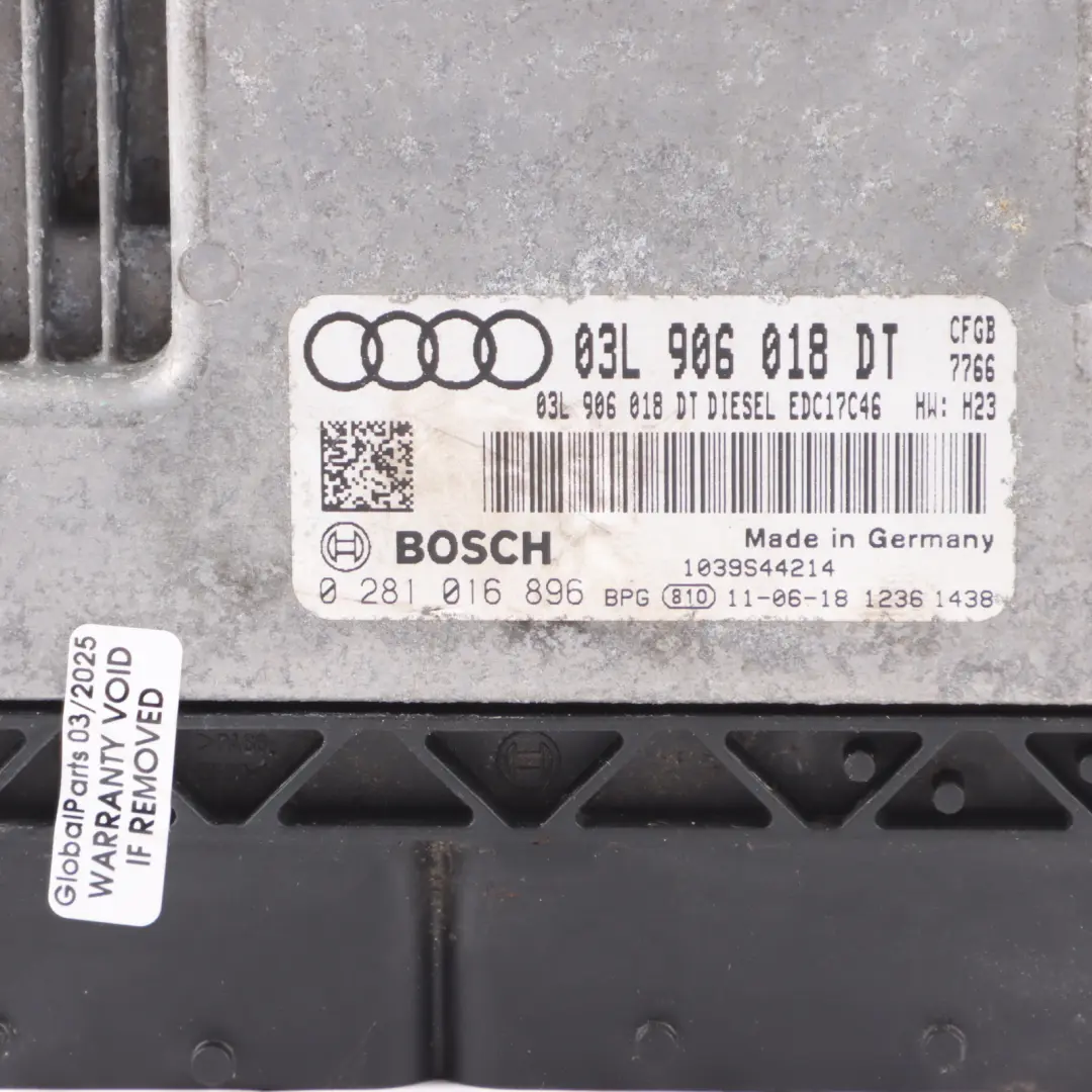 Audi TT 8J 2.0 TDI 170HP CFGB Quattro Engine ECU Unit Manual - SKU 03L906018DT - Part number 03L906018DT