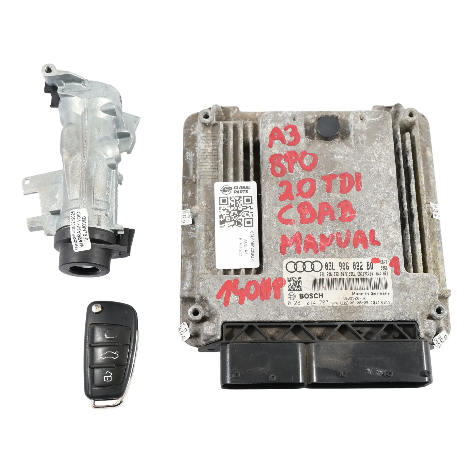 Audi A3 8P 2.0 TDI CBAB 140HP Engine ECU Kit Ignition + Key 03L906022BQ Manual