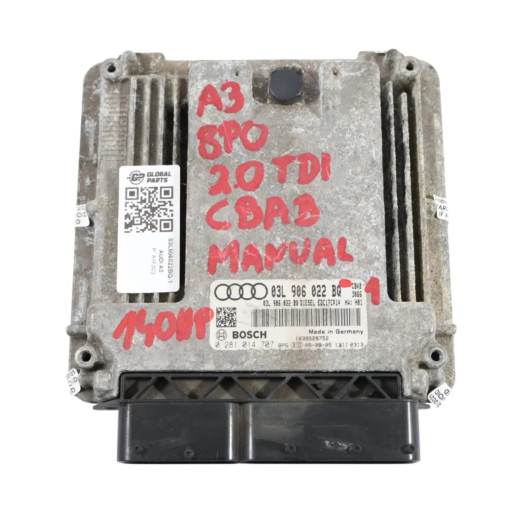 Audi A3 8P 2.0 TDI CBAB 140HP Engine ECU Kit Ignition + Key Manual - SKU 03L906022BQ-1 - Part number 03L906022BQ