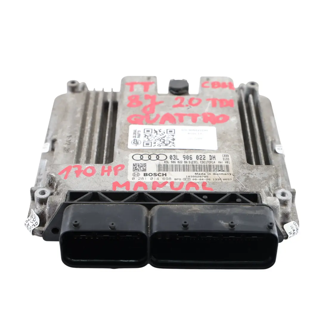 Audi TT 8J 2.0 TDI 170HP CBBB Quattro Engine Module Unit ECU Manual - SKU 03L906022DH - Part number 03L906022DH