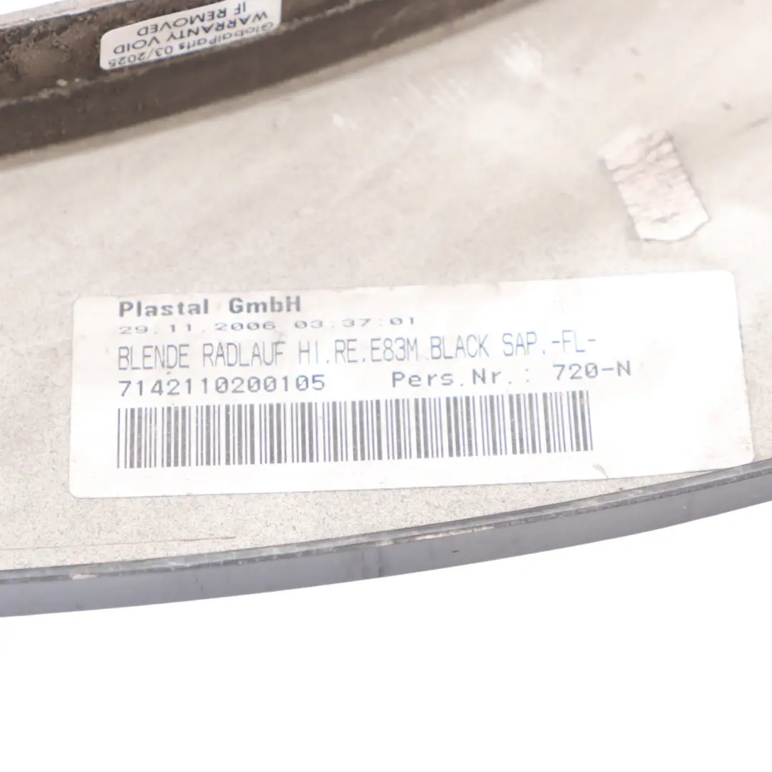 BMW X3 E83 Wheel Arch Cover Rear Right O/S M Sport Black Sapphire Metallic - 475 - SKU 0403487-BS1 - Part number 0403487