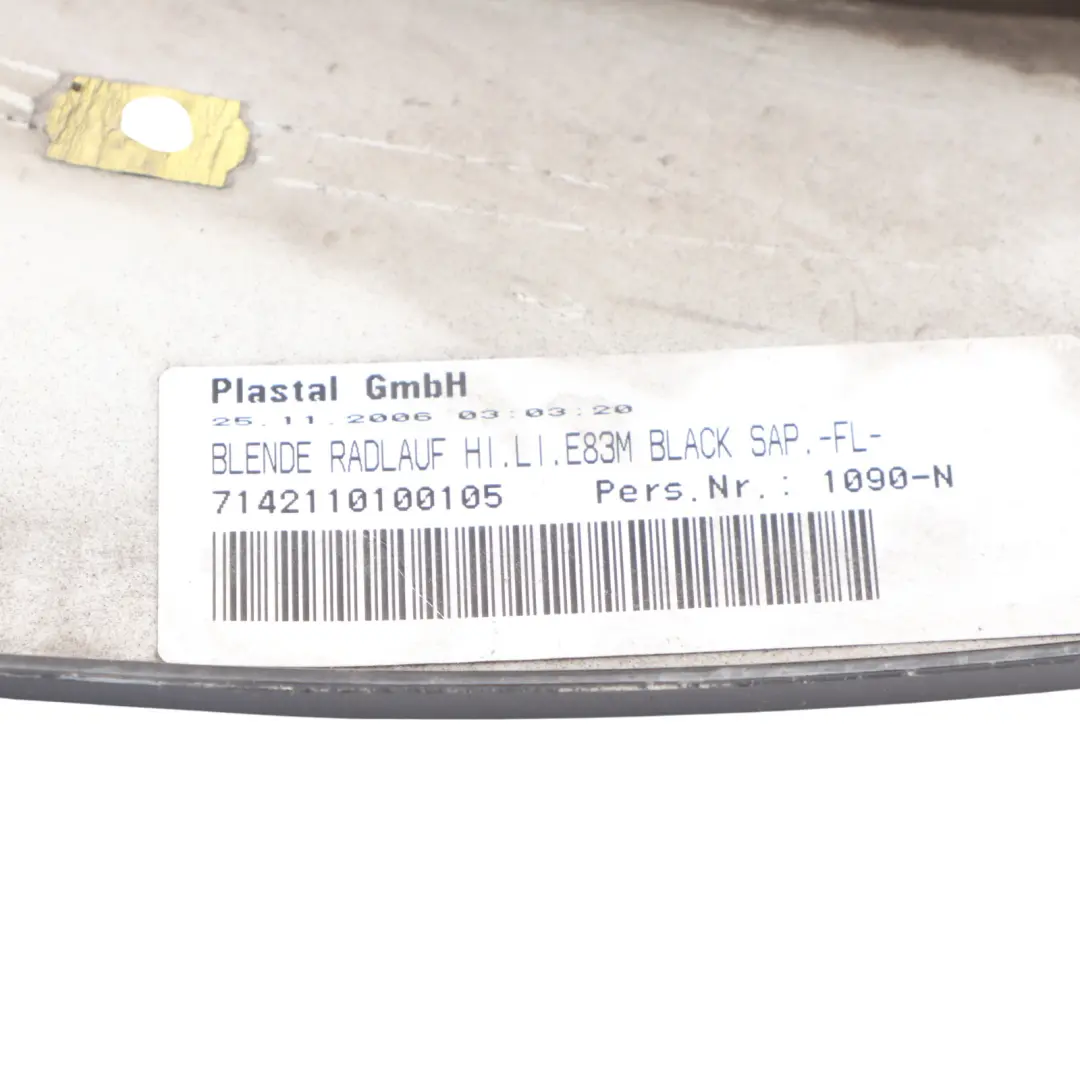 BMW X3 E83 Wheel Arch Rear Left N/S Covering M Sport Black Sapphire - 475 - SKU 0403486-BS1 - Part number 0403486