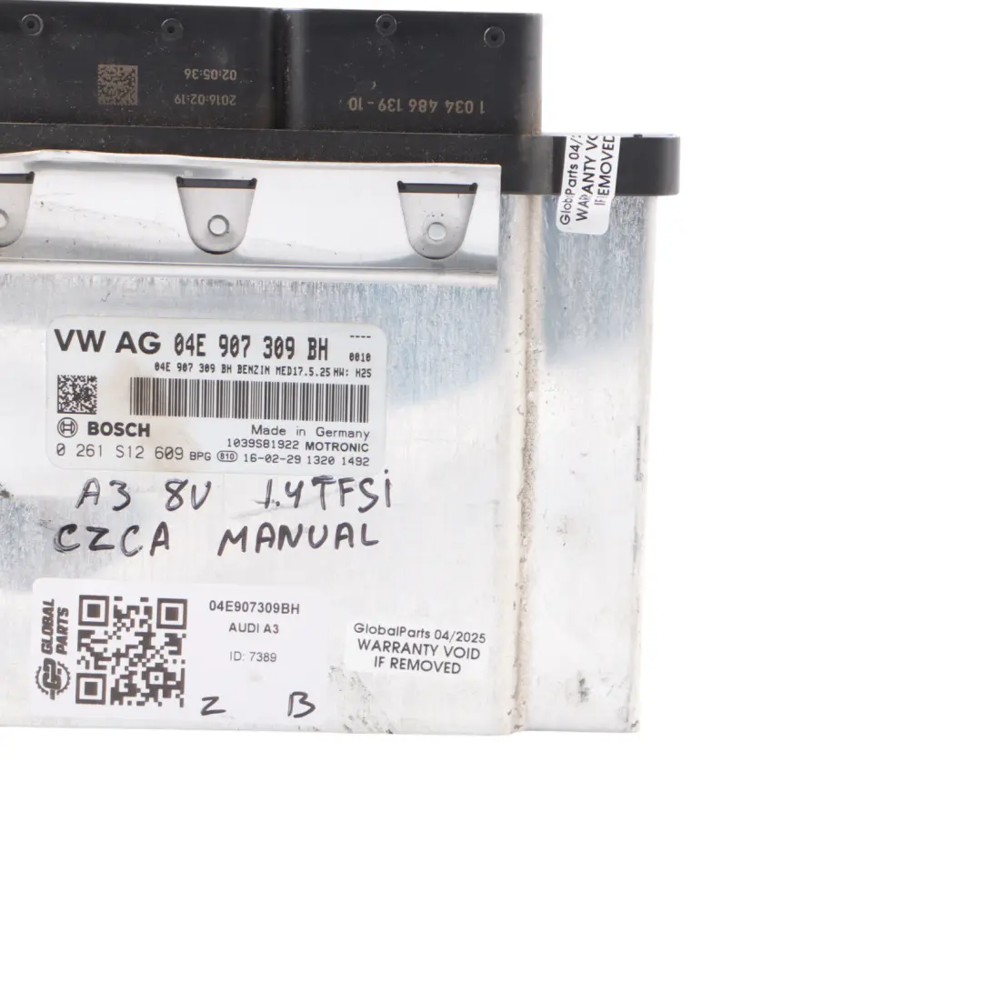 CZCA 125HP Engine Control Unit ECU Manual to Audi A1 8X A3 8V 1.4 TFSI with Part number 04E907309BH Audi A1 8X A3 8V 1.4 TFSI CZCA 125HP Engine Control Unit ECU Manual - SKU 04E907309BH - Part number 04E907309BH