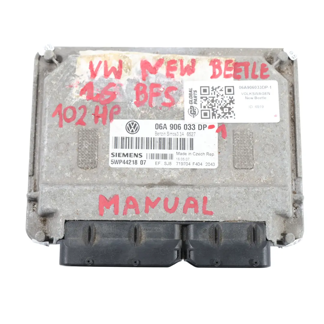 Volkswagen New Beetle 1.6 BFS Motor ECU Kit Zündung + 2 Schlüssel - SKU 06A906033DP-1 - Teilenummer 06A906033DP