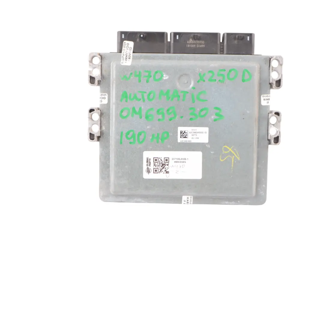 W470 X250D OM699.303 190HP Engine Module ECU Kit Automatic to Mercedes with Part number 237105JK8B Mercedes W470 X250D OM699.303 190HP Engine Module ECU Kit Automatic - SKU 237105JK8B-1 - Part number 237105JK8B