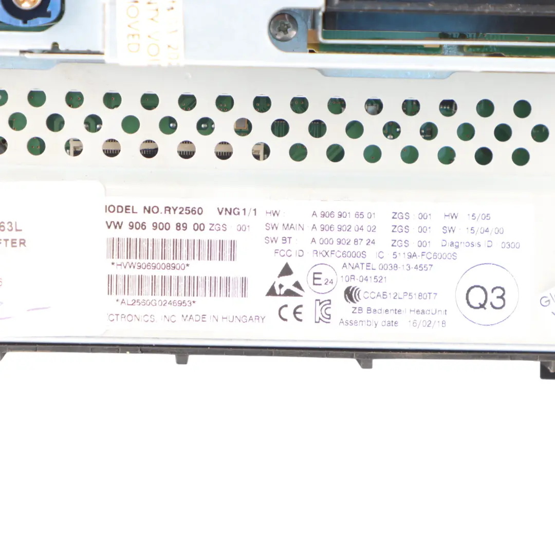 Volkswagen Crafter 2E Radio Reproductor CD Unidad Audio - SKU 2E0057163L - Número de pieza 2E0057163L