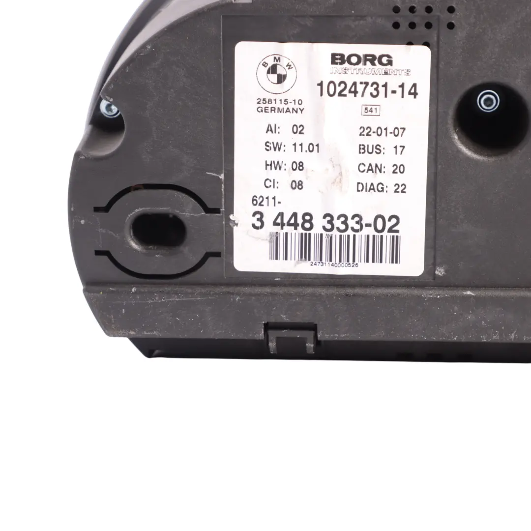 Instrument Cluster Speedometer Clocks Manual to BMW X3 E83 LCI Petrol with Part number 3448333 BMW X3 E83 LCI Petrol Instrument Cluster Speedometer Clocks Manual - SKU 3448333-1 - Part number 3448333