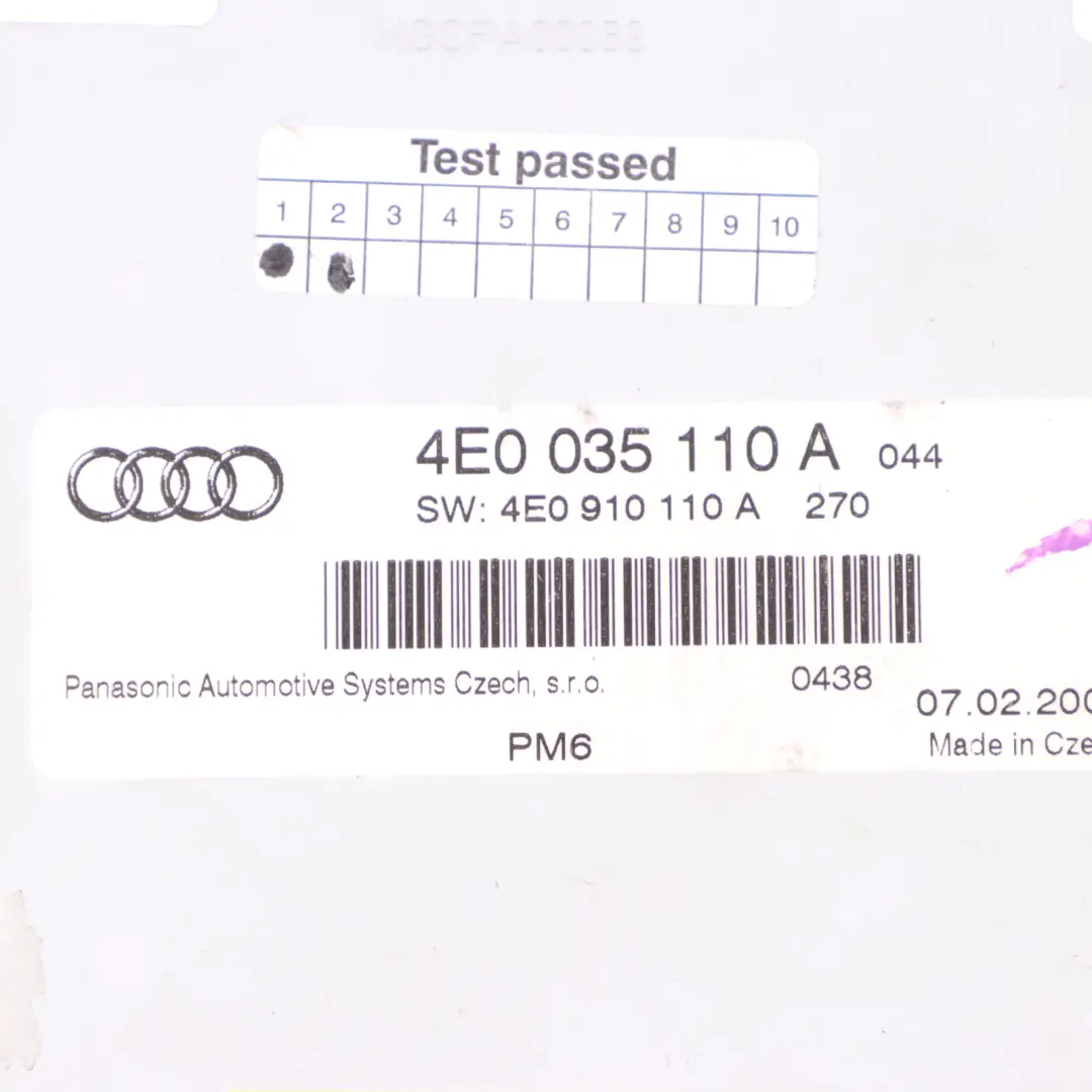  CD-Wechsler Audi S6 C6 A8 D3 6-Scheiben-Magazin Steuergerät MMI - SKU 4E0910110A - Teilenummer 4E0910110A