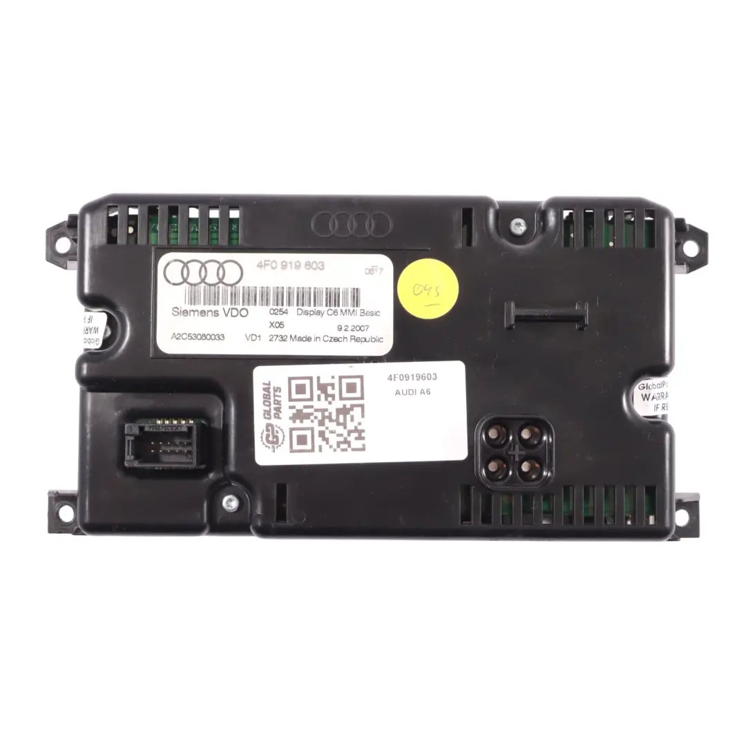 Display Bildschirm Multimedia Navigation Armaturenbrett für Audi A6 C6 mit Teilenummer 4F0919603 Audi A6 C6 Display Bildschirm Multimedia Navigation Armaturenbrett - SKU 4F0919603 - Teilenummer 4F0919603