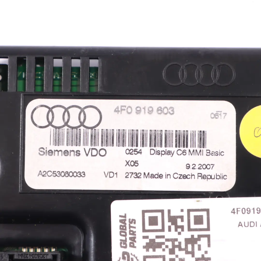 Display Bildschirm Multimedia Navigation Armaturenbrett für Audi A6 C6 mit Teilenummer 4F0919603 Audi A6 C6 Display Bildschirm Multimedia Navigation Armaturenbrett - SKU 4F0919603 - Teilenummer 4F0919603