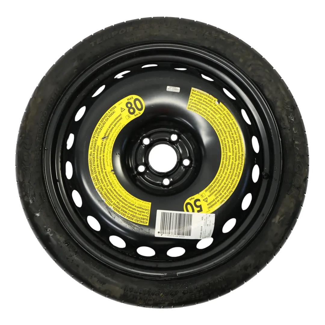 Ersatzrad Audi A7 4G Felge Stahlfelge Reifen 145/60/R20 41/2J ET22 Hankook für mit Teilenummer 4G0601027E Ersatzrad Audi A7 4G Felge Stahlfelge Reifen 145/60/R20 41/2J ET22 Hankook - SKU 4G0601027E-1 - Teilenummer 4G0601027E