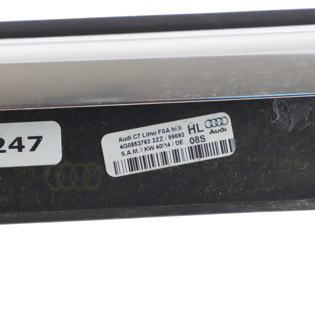 Window Seal Door Rear Left N/S Sealing Gasket Strip Aluminium Matt to Audi RS6 C7 with Part number 4G0853763C Audi RS6 C7 Window Seal Door Rear Left N/S Sealing Gasket Strip Aluminium Matt - SKU 4G0853763C - Part number 4G0853763C