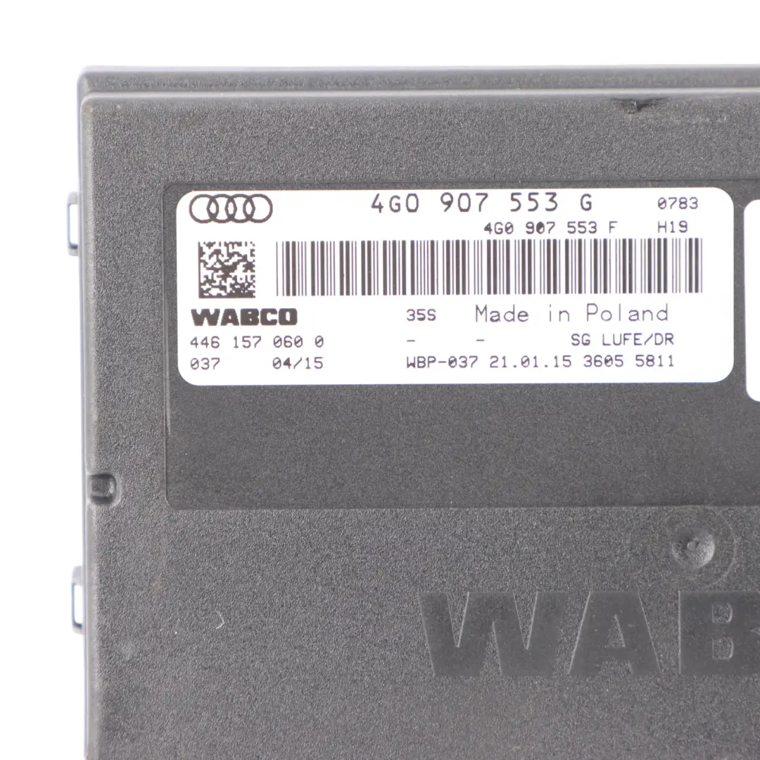 Sospensione Pneumatica Dinamica Modulo Controllo ECU WABCO per Audi A8 D4 con numero di parte 4G0907553G Audi A8 D4 Sospensione Pneumatica Dinamica Modulo Controllo ECU WABCO - SKU 4G0907553G - Numero di parte 4G0907553G