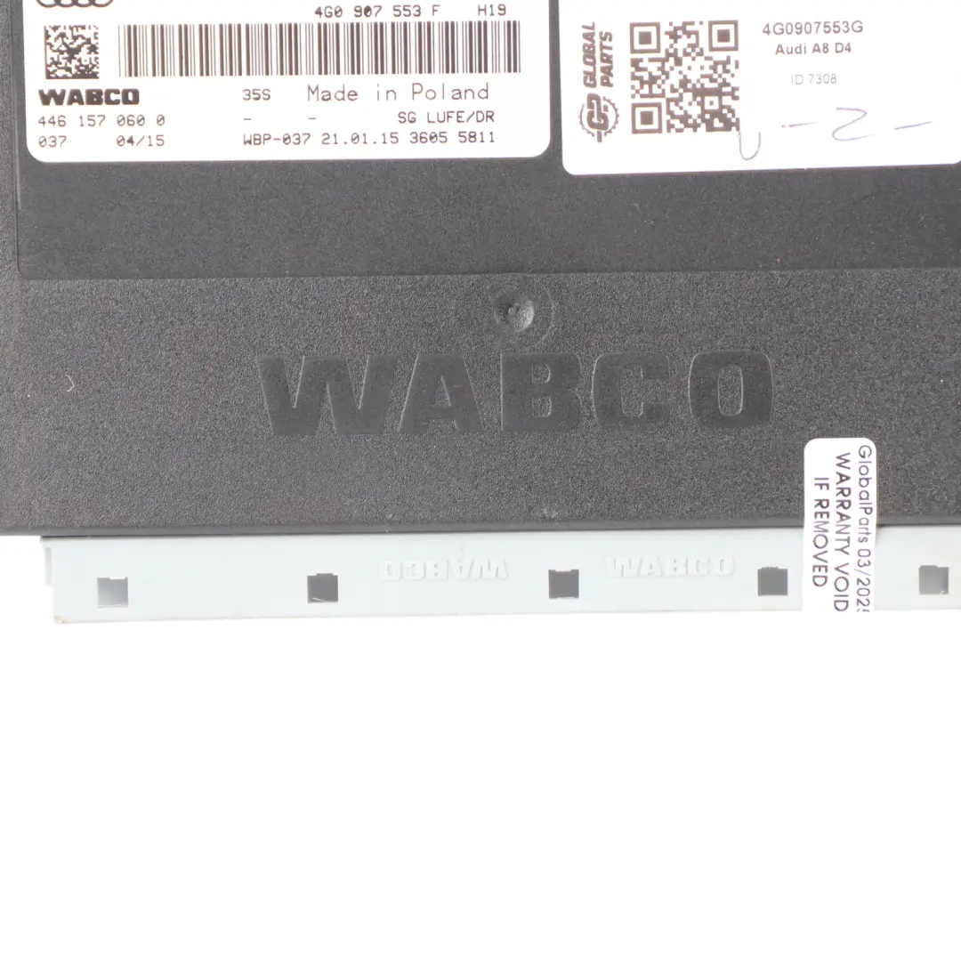 Suspension Control Unit Module ECU WABCO to Audi A8 D4 Dynamic Air with Part number 4G0907553G Audi A8 D4 Dynamic Air Suspension Control Unit Module ECU WABCO - SKU 4G0907553G - Part number 4G0907553G