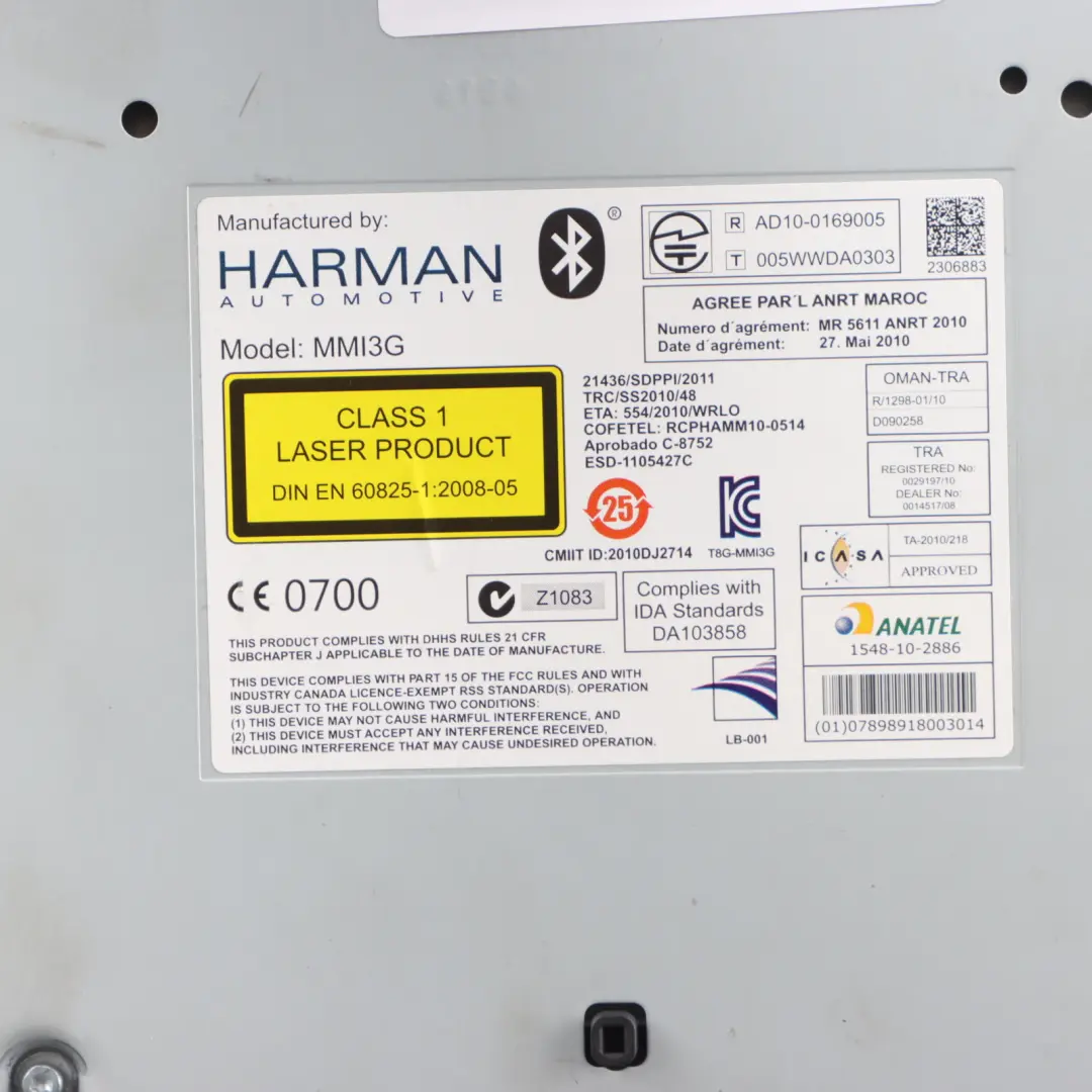 Audi A8 D4 Lector Radio CD Sistema Audio MMI Multimedia Central - SKU 4H0035670T - Número de pieza 4H0035670T