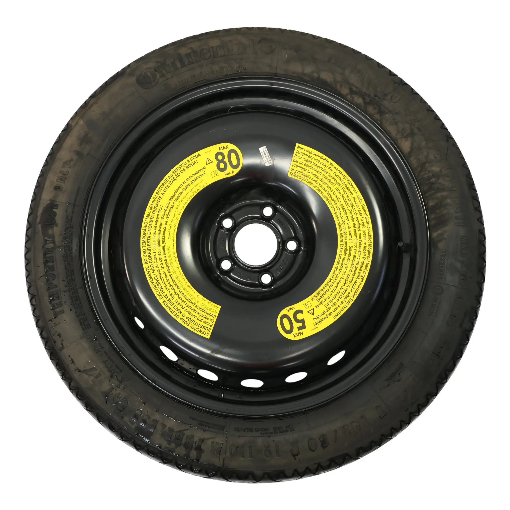 Roue De Secours Audi A8 D4 Pneu 19" 5J ET:22 Continental 145/80 4H0601027E