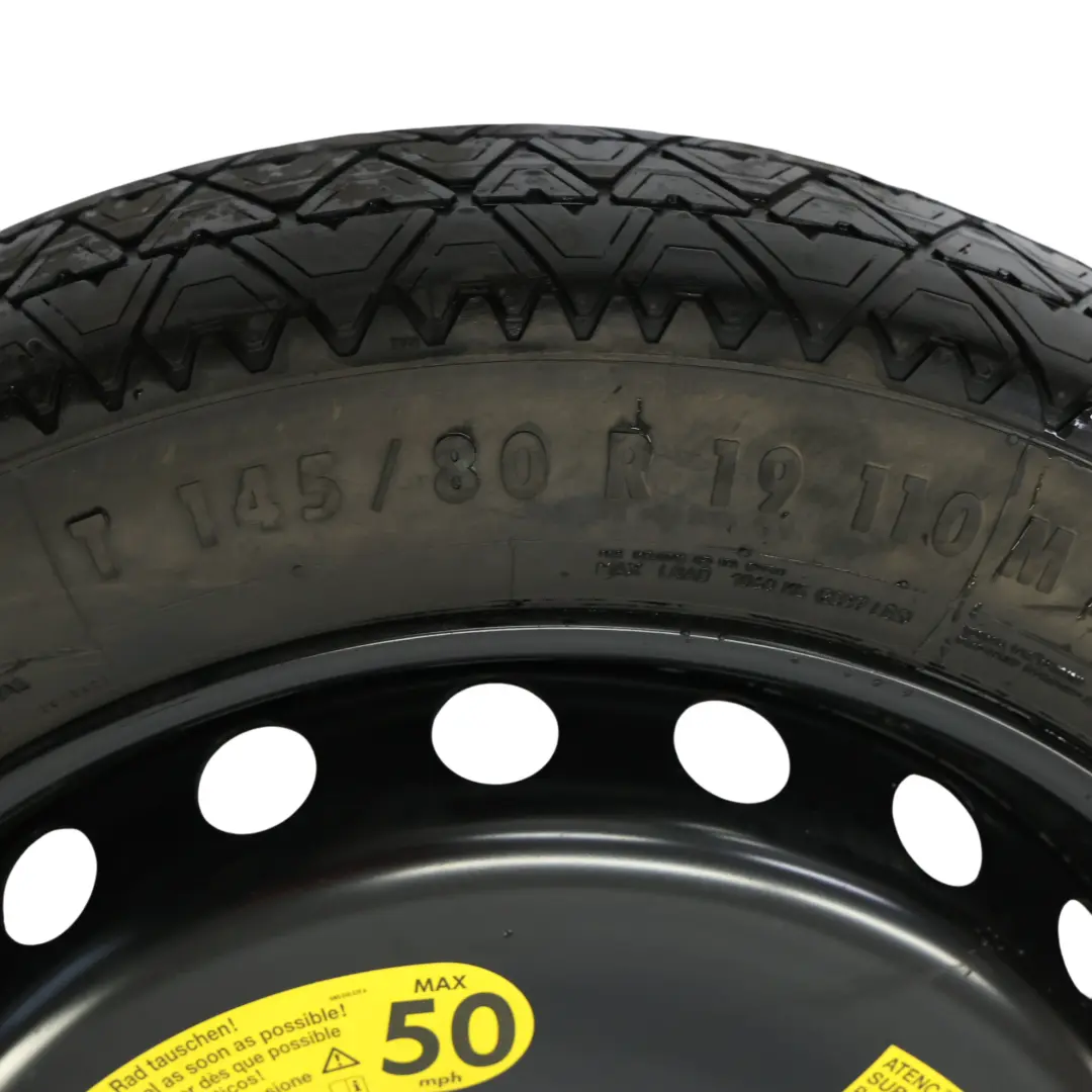 Spare Wheel Audi A8 D4 Spare Tyre 19" 5J ET:22 Continental 145/80 to with Part number 4H0601027E Spare Wheel Audi A8 D4 Spare Tyre 19" 5J ET:22 Continental 145/80 - SKU 4H0601027E - Part number 4H0601027E