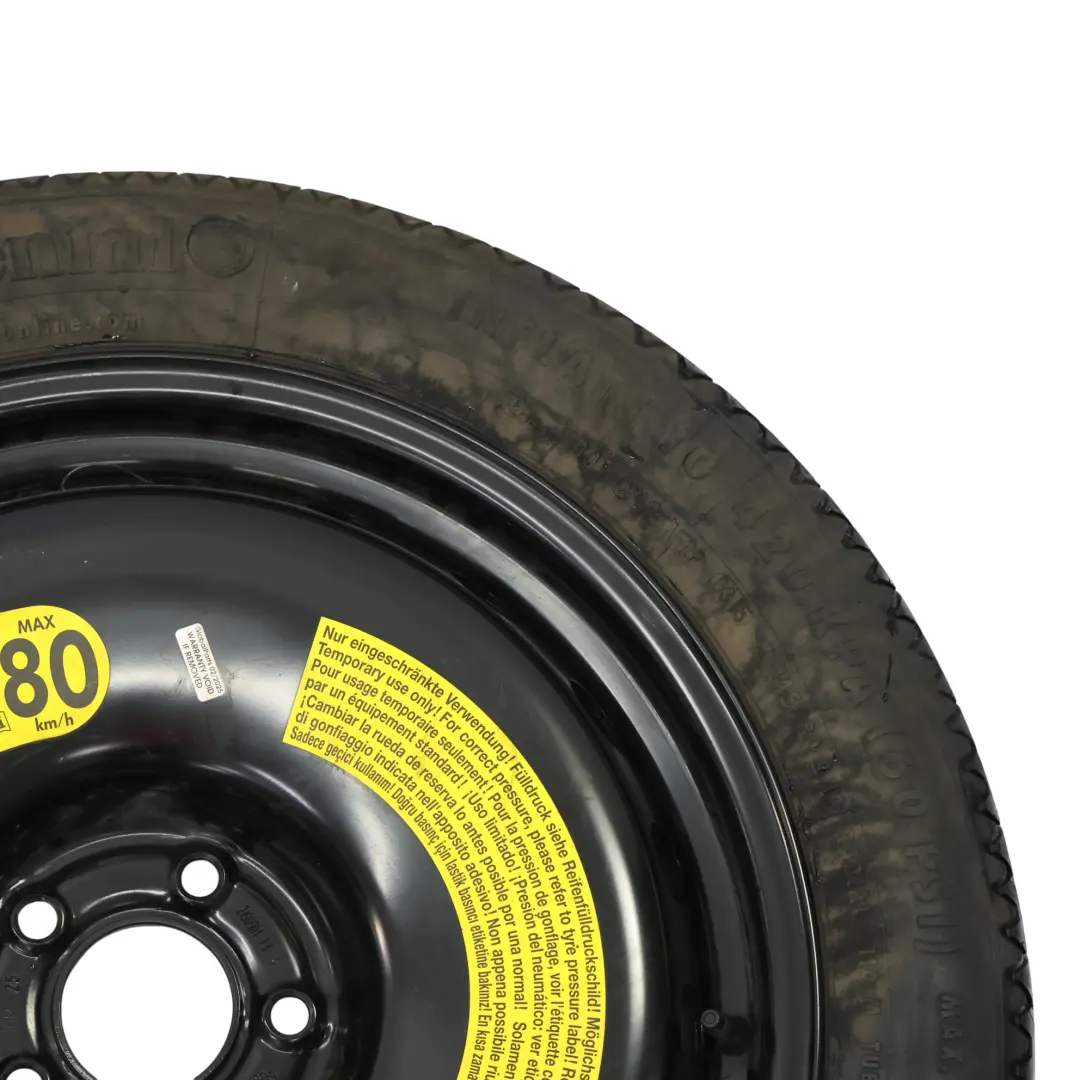 Roue De Secours Audi A8 D4 Pneu 19" 5J ET:22 Continental 145/80 pour à propos du numéro de pièce 4H0601027E Roue De Secours Audi A8 D4 Pneu 19" 5J ET:22 Continental 145/80 - SKU 4H0601027E - Numéro de pièce 4H0601027E