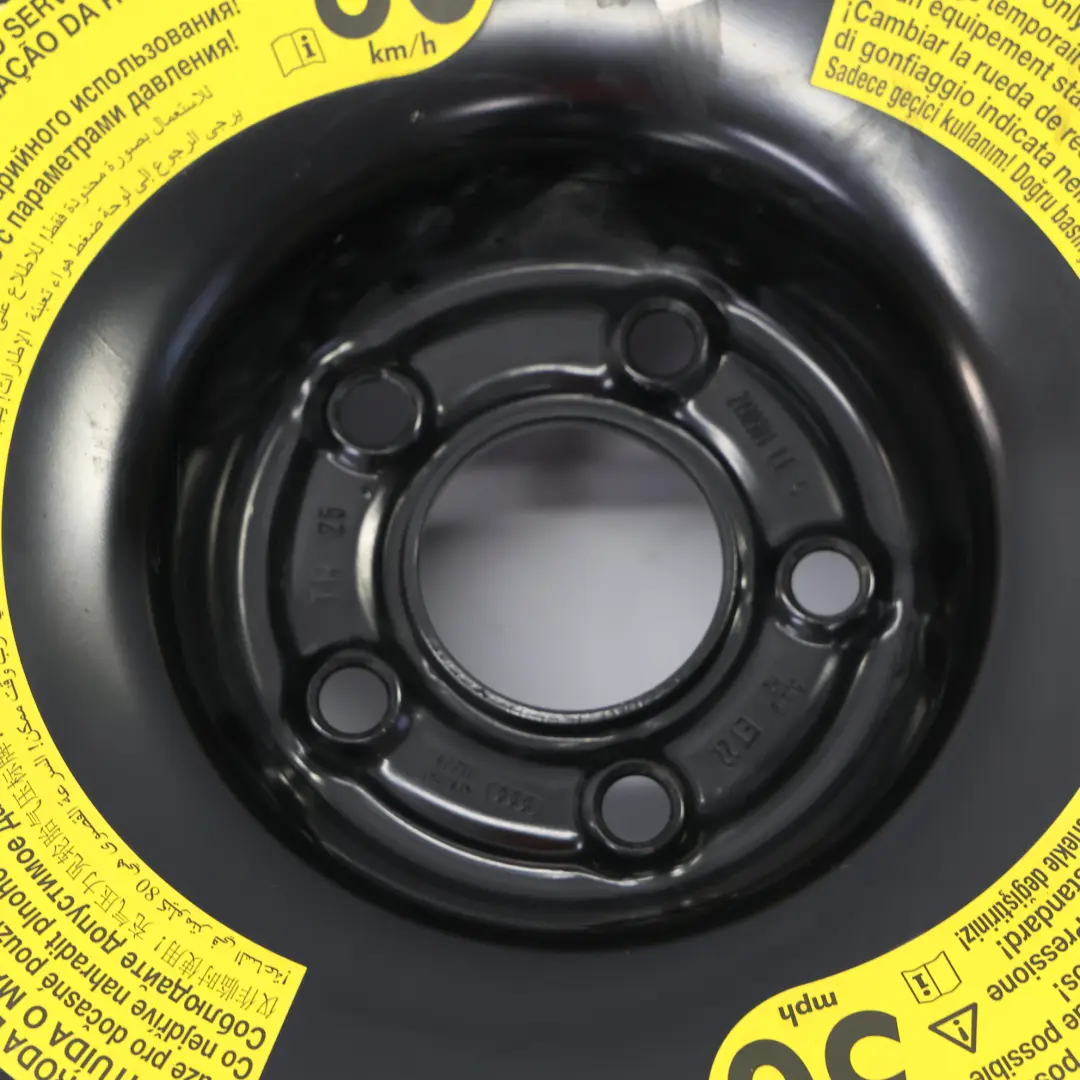 Spare Wheel Audi A8 D4 Spare Tyre 19" 5J ET:22 Continental 145/80 to with Part number 4H0601027E Spare Wheel Audi A8 D4 Spare Tyre 19" 5J ET:22 Continental 145/80 - SKU 4H0601027E - Part number 4H0601027E