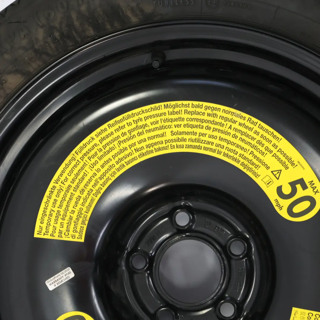 Roue De Secours Audi A8 D4 Pneu 19" 5J ET:22 Continental 145/80 pour à propos du numéro de pièce 4H0601027E Roue De Secours Audi A8 D4 Pneu 19" 5J ET:22 Continental 145/80 - SKU 4H0601027E - Numéro de pièce 4H0601027E