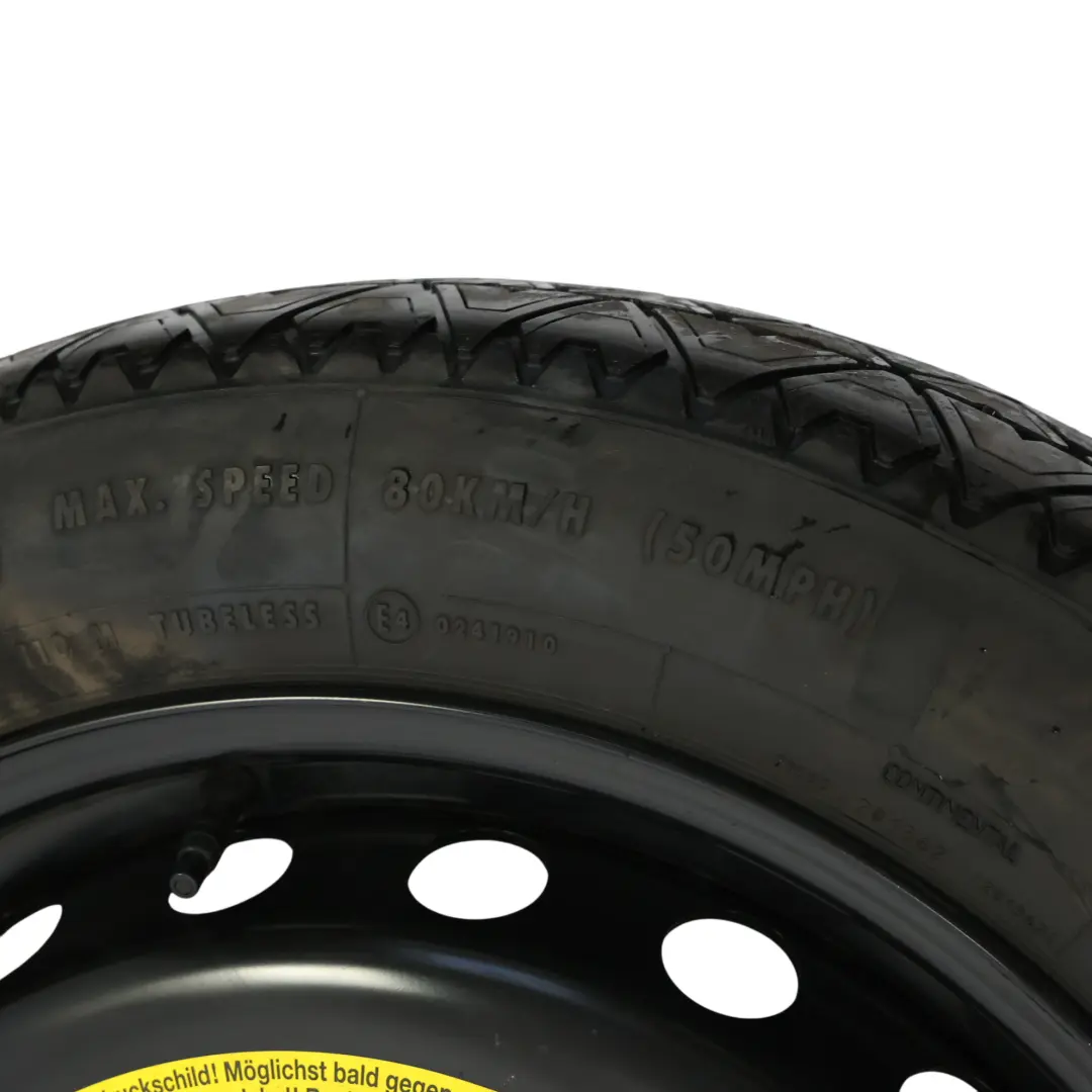 Spare Wheel Audi A8 D4 Spare Tyre 19" 5J ET:22 Continental 145/80 to with Part number 4H0601027E Spare Wheel Audi A8 D4 Spare Tyre 19" 5J ET:22 Continental 145/80 - SKU 4H0601027E - Part number 4H0601027E