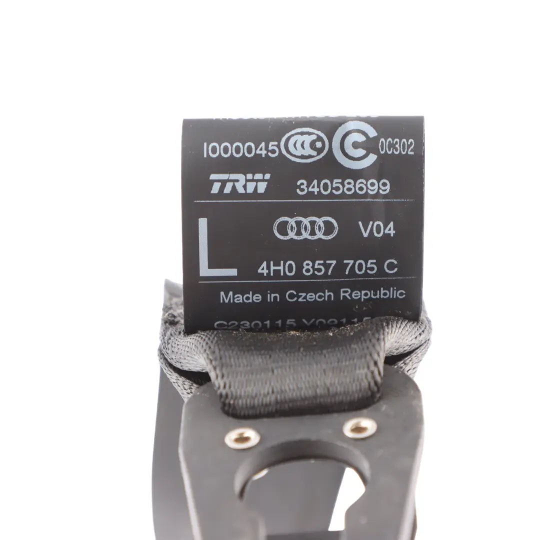 Audi A8 D4 Seat Belt Front Left N/S Upper Seatbelt Black Belt - SKU 4H0857705C - Part number 4H0857705C