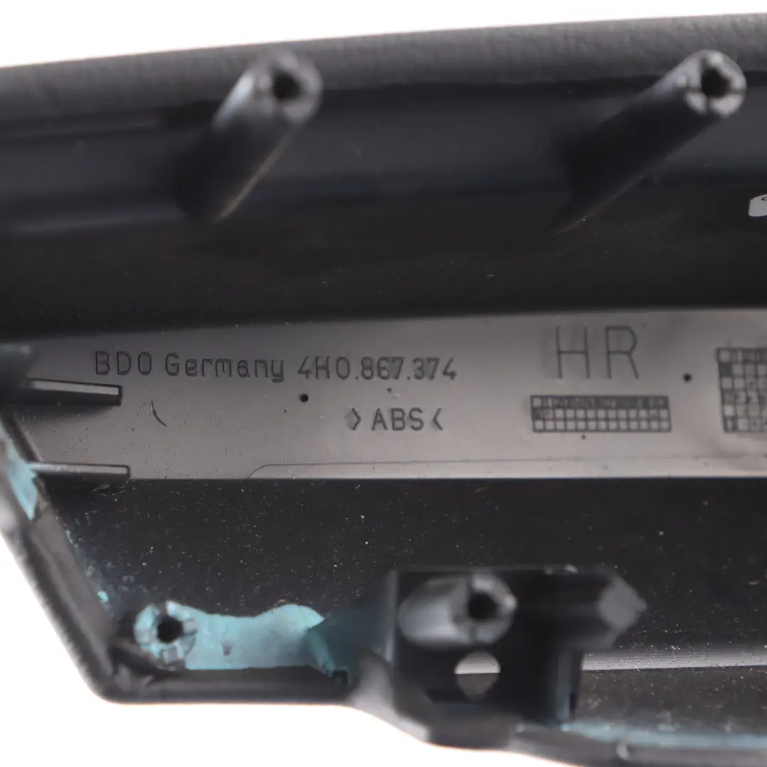 Audi A8 D4 Door Card Armrest Cover Trim Panel Black Rear Right O/S 4H0867374 - SKU 4H0867374B - Part number 4H0867374B