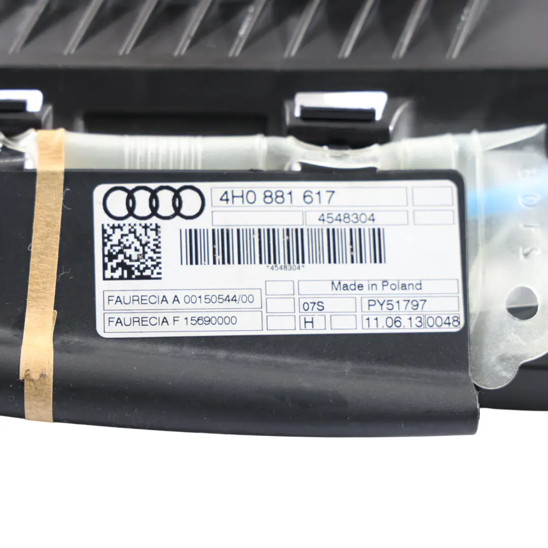 Audi A8L 4H Asiento Delantero Soporte Lateral Lumbar Izquierdo - SKU 4H0881617 - Número de pieza 4H0881617