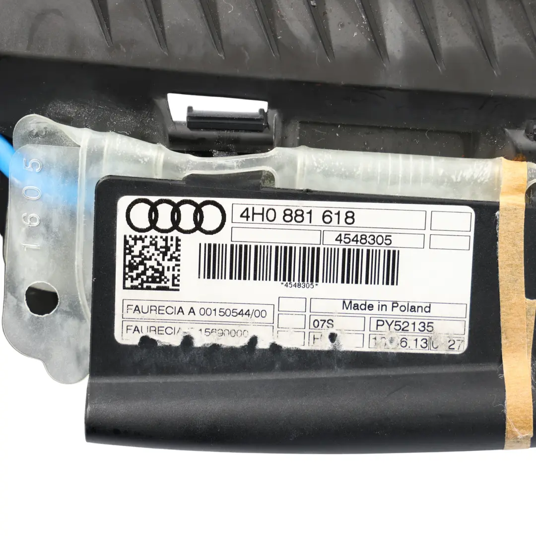 Audi A8L 4H Asiento Delantero Soporte Lateral Lumbar Derecho - SKU 4H0881618 - Número de pieza 4H0881618