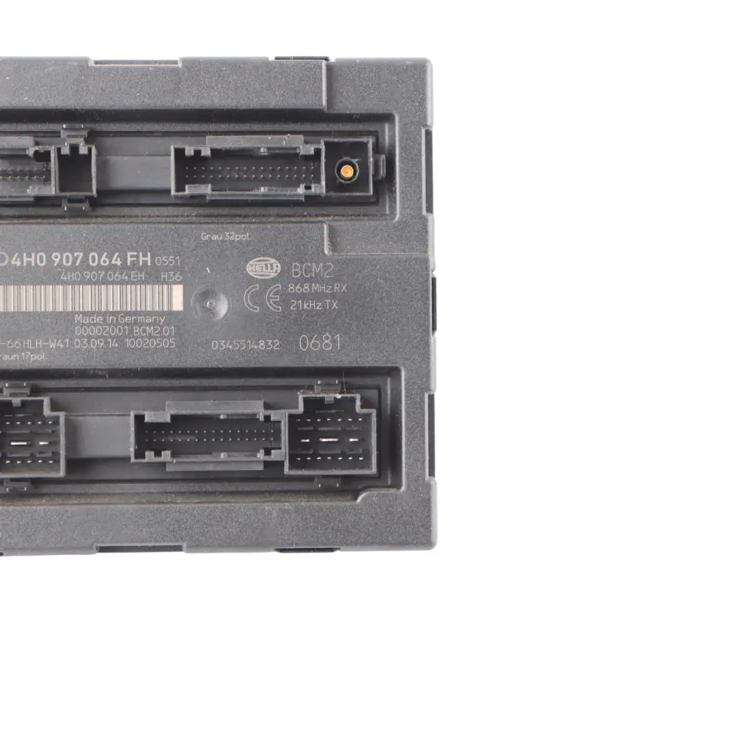 BCM2 Comfort Body Control Module Unità Elettrica ECU per Audi A6 C7 con numero di parte 4H0907064FH Audi A6 C7 BCM2 Comfort Body Control Module Unità Elettrica ECU - SKU 4H0907064FH - Numero di parte 4H0907064FH