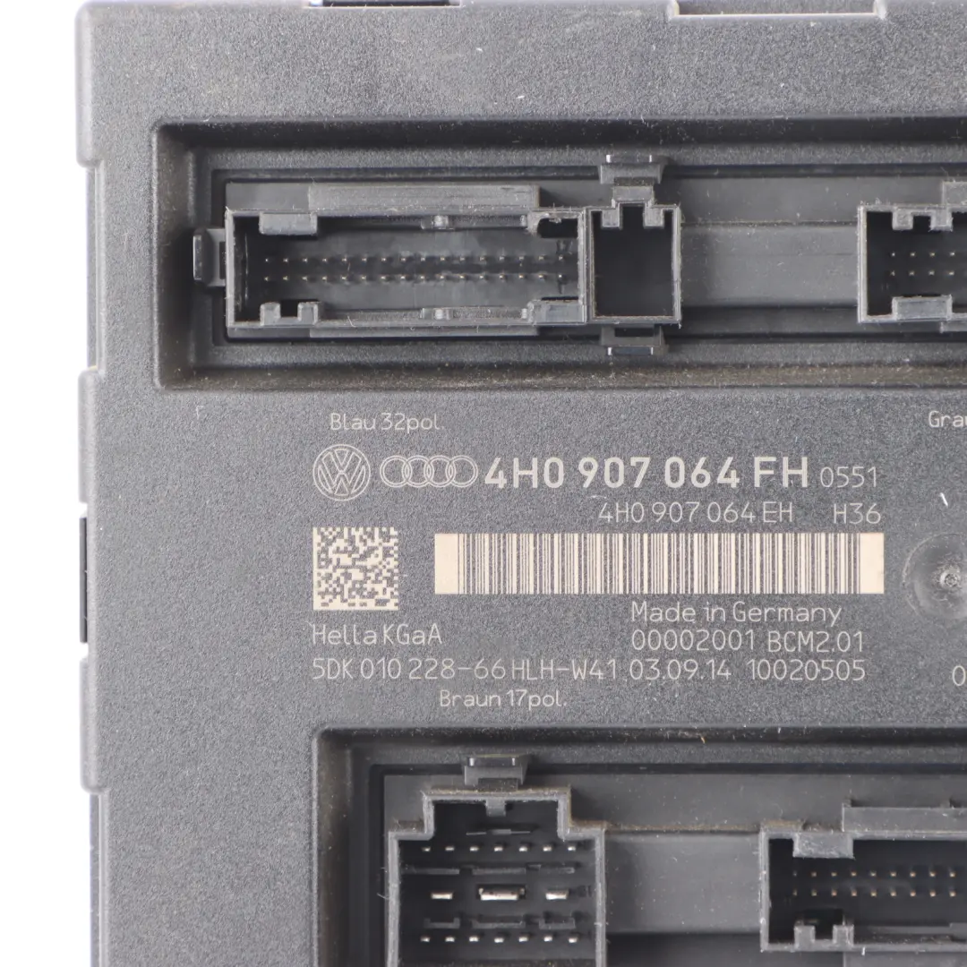 BCM2 Módulo Control Carrocería Confort Unidad ECU para Audi A6 C7 con número de pieza 4H0907064FH Audi A6 C7 BCM2 Módulo Control Carrocería Confort Unidad ECU - SKU 4H0907064FH - Número de pieza 4H0907064FH