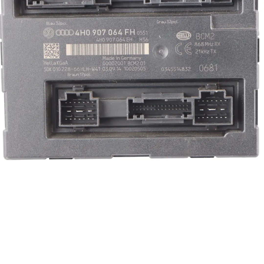 BCM2 Comfort Body Control Modul Elektrische Einheit ECU für Audi A6 C7 mit Teilenummer 4H0907064FH Audi A6 C7 BCM2 Comfort Body Control Modul Elektrische Einheit ECU - SKU 4H0907064FH - Teilenummer 4H0907064FH