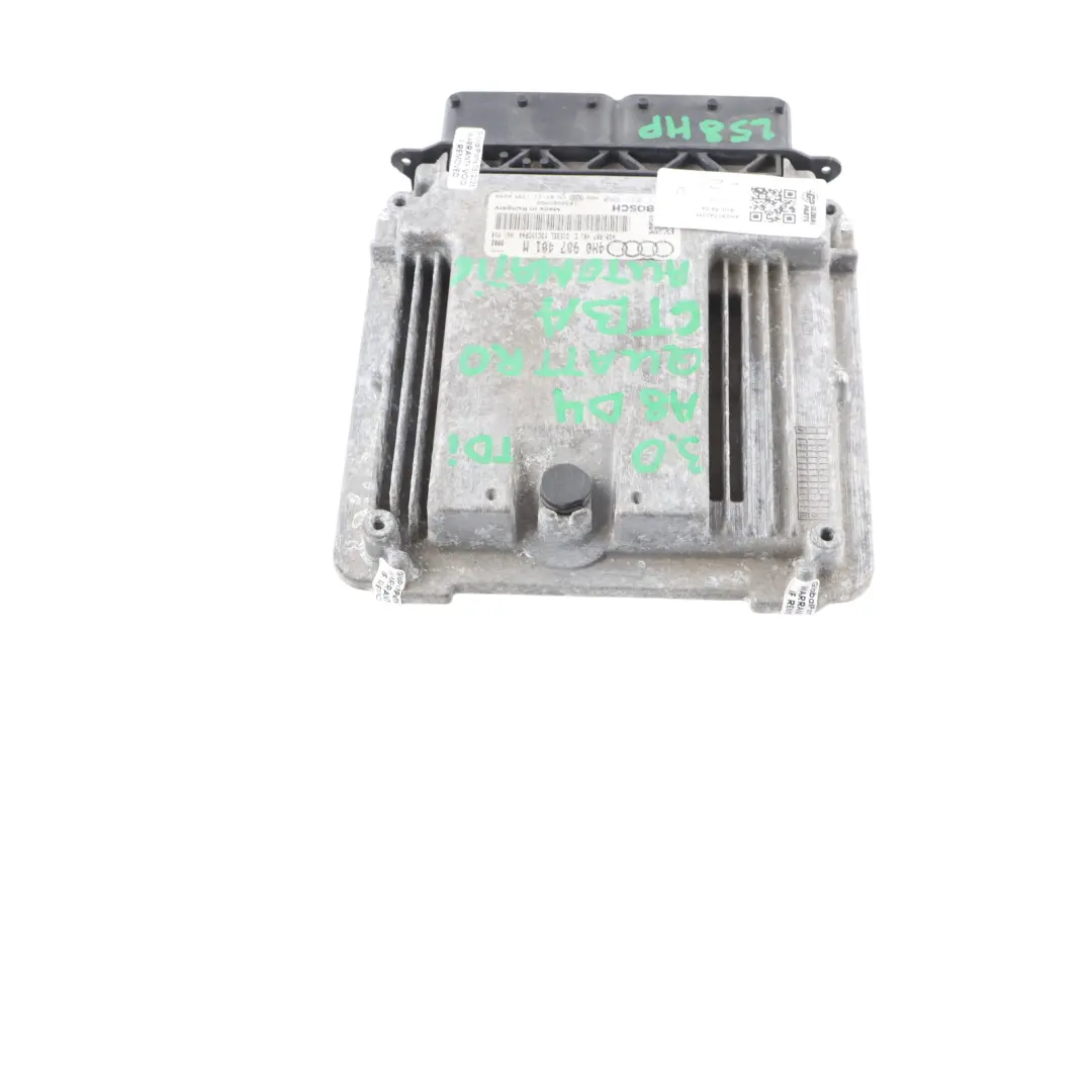Audi A8 4H 3.0 TDI CTBA Quattro 258HP Engine Control ECU - SKU 4H0907401M - Part number 4H0907401M