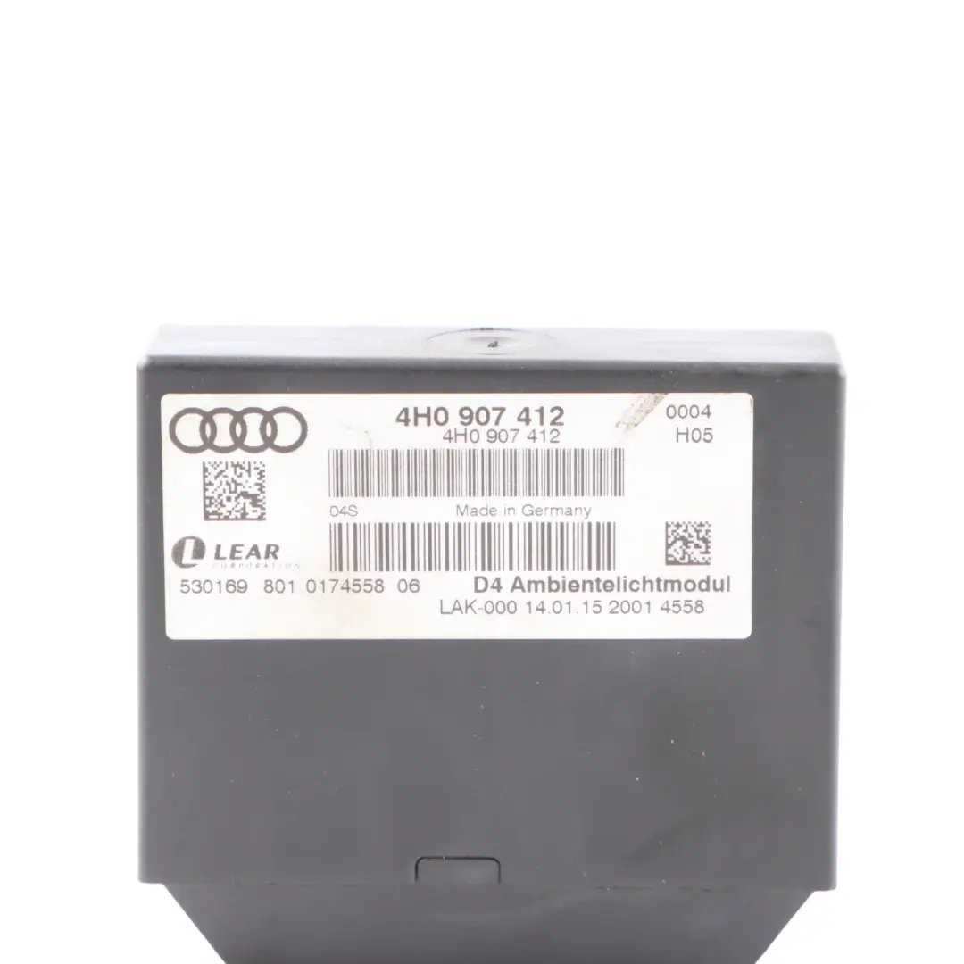 Module De Contrôle De L'Éclairage Ambiant ECU pour Audi A8 D4 à propos du numéro de pièce 4H0907412 Audi A8 D4 Module De Contrôle De L'Éclairage Ambiant ECU - SKU 4H0907412 - Numéro de pièce 4H0907412