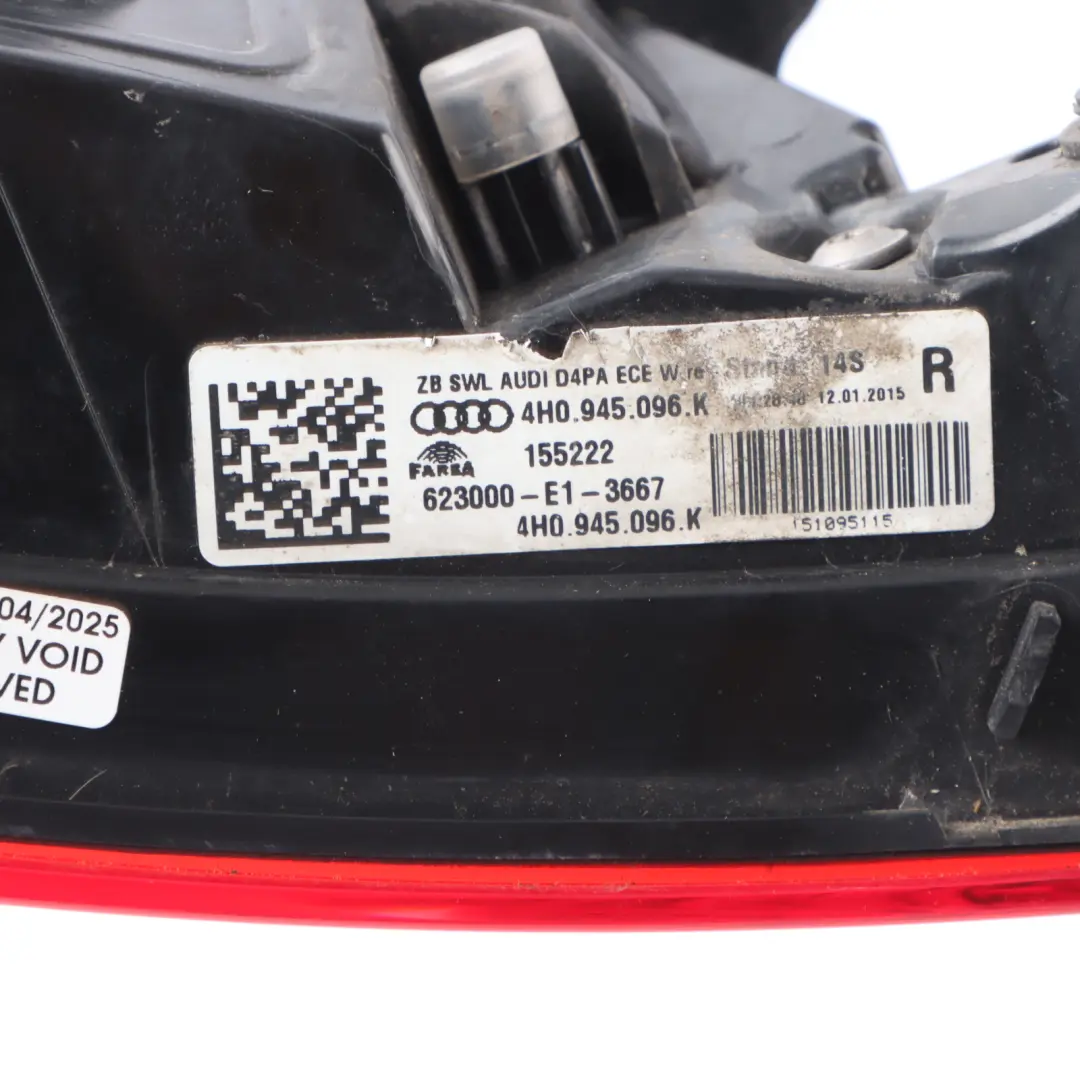 Fender Lamp Tail Light Outer LED Right O/S to Audi A8 D4 Rear with Part number 4H0945096K Audi A8 D4 Rear Fender Lamp Tail Light Outer LED Right O/S - SKU 4H0945096K - Part number 4H0945096K