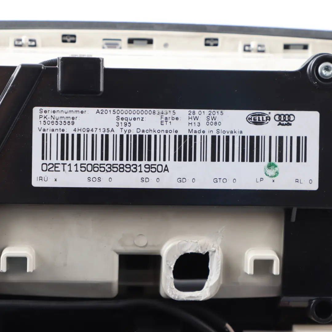 Front Interior Roof Light Panel Front Reading Lamp to Audi A8 D4 4H with Part number 4H0947135A Audi A8 D4 4H Front Interior Roof Light Panel Front Reading Lamp - SKU 4H0947135A - Part number 4H0947135A