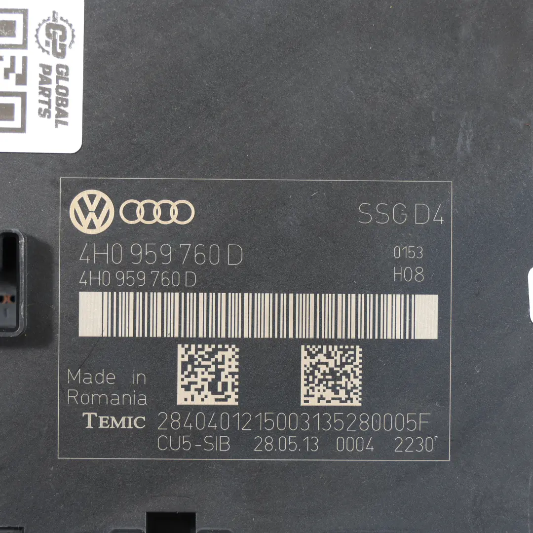 Audi A8 4D Module Réglage Mémoire Siège Avant Droit - SKU 4H0959760D - Numéro de pièce 4H0959760D