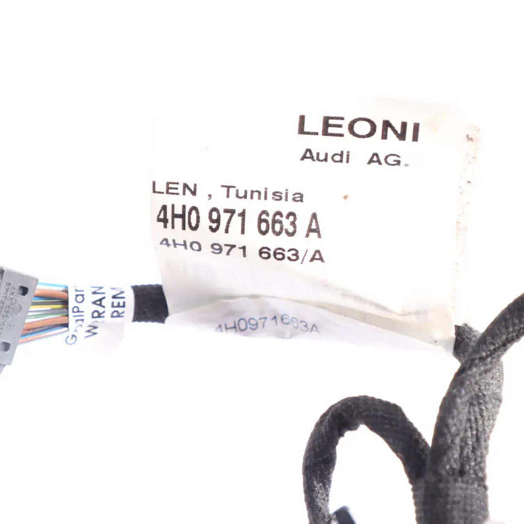 Puerta Delantera Mazo De Cables Cable Izquierdo para Audi A8 D4 con número de pieza 4H0971663A Audi A8 D4 Puerta Delantera Mazo De Cables Cable Izquierdo - SKU 4H0971663A - Número de pieza 4H0971663A