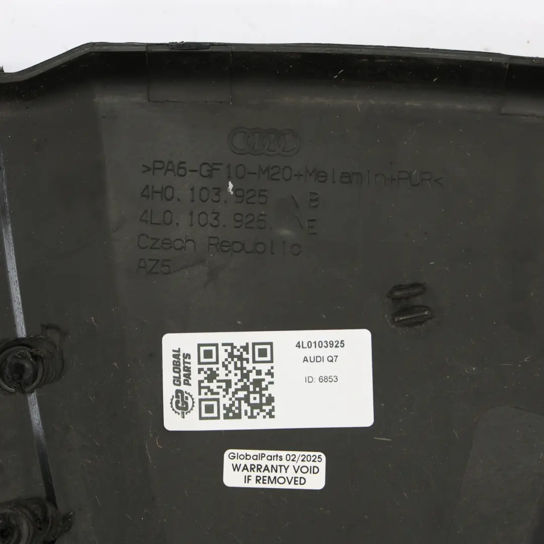 Audi Q7 4L 3.0 TDI Motor Tapa Panel De Recubrimiento Diesel - SKU 4L0103925 - Número de pieza 4L0103925